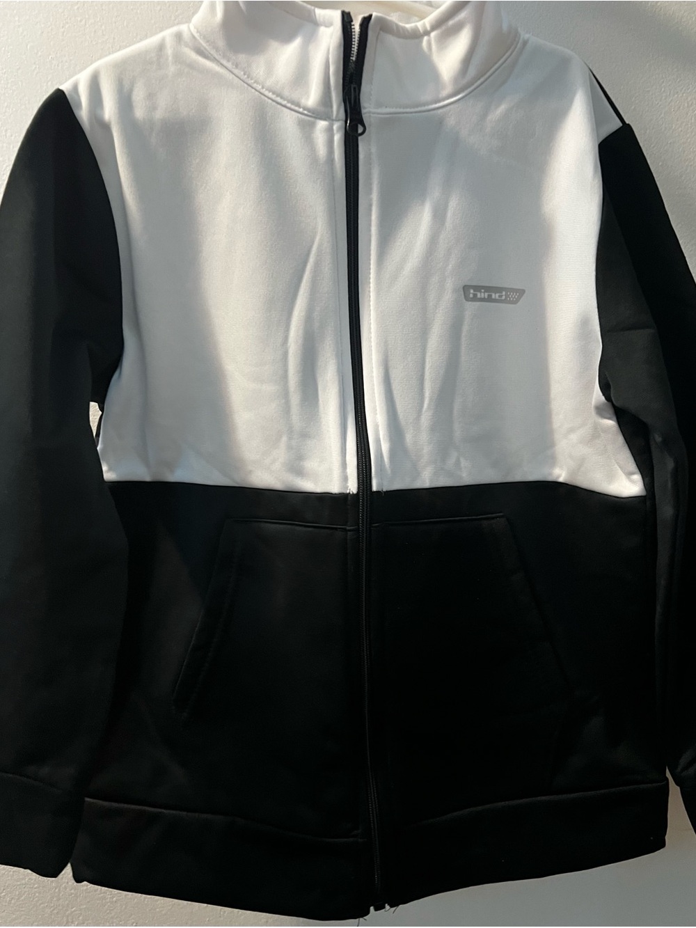Hind Black and White Colorblock Zip-Up Jacket